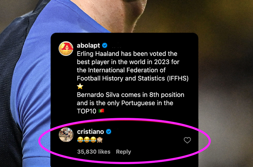  Кристиано Роналдо се изсмя в коментар под публикация на най добрите